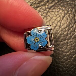 Blue Enamel Forget-Me-Not Flower Italian Charm